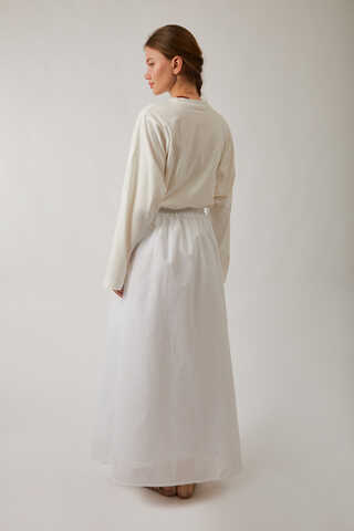 Duru Büzgülü Etek Beyaz - 11