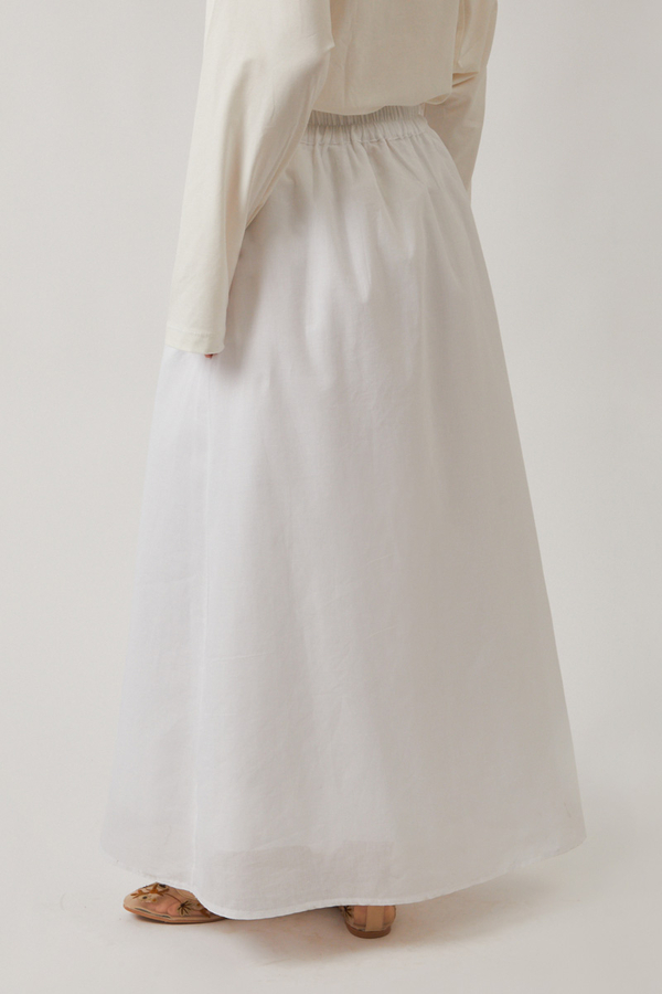 Duru Büzgülü Etek Beyaz - 12