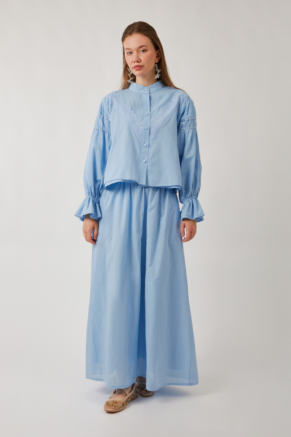 Duru Lace Shirt Baby Blue
