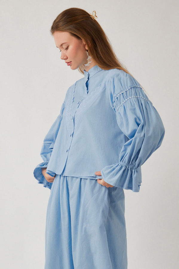 Duru Lace Shirt Baby Blue (1)