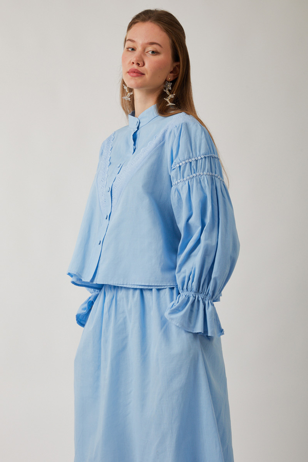 Duru Lace Shirt Baby Blue - 4