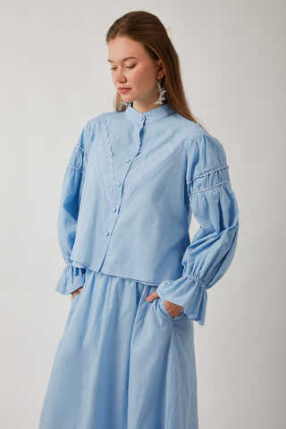 Duru Lace Shirt Baby Blue - 7