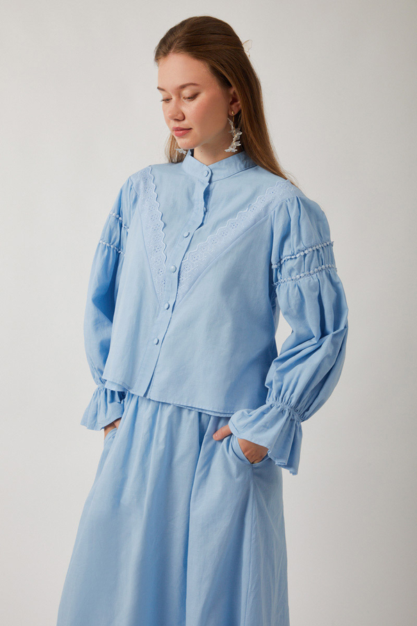 Duru Lace Shirt Baby Blue - 7