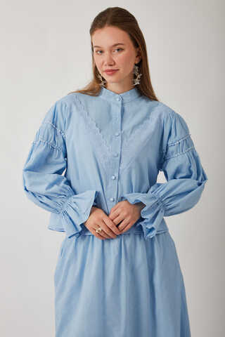 Duru Lace Shirt Baby Blue - 8
