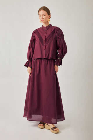 Duru Lace Shirt Burgundy - 4