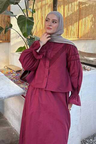 Duru Lace Shirt Burgundy - 2