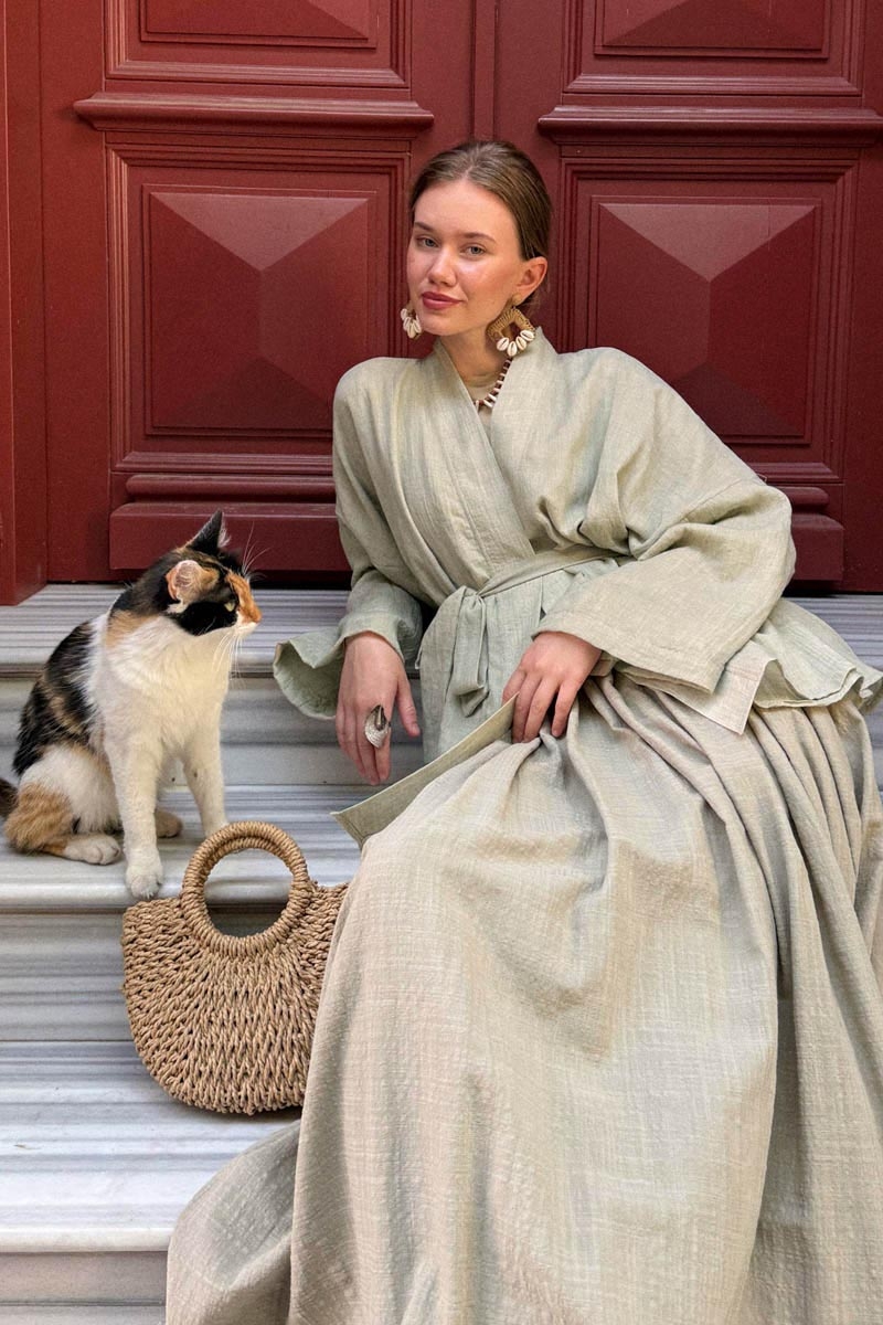 Düşük Kol Kimono Taş