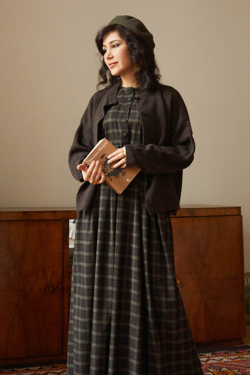 Ekose Desenli Jile Kahverengi