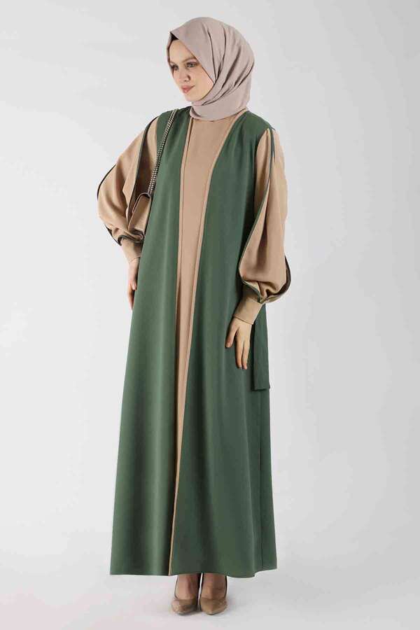 Zulays - Elbiseli Abaya Takım Haki