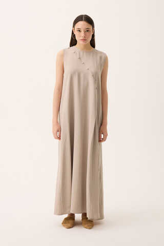 Elbisesi Düğmeli Abaya Takım Taş - 2