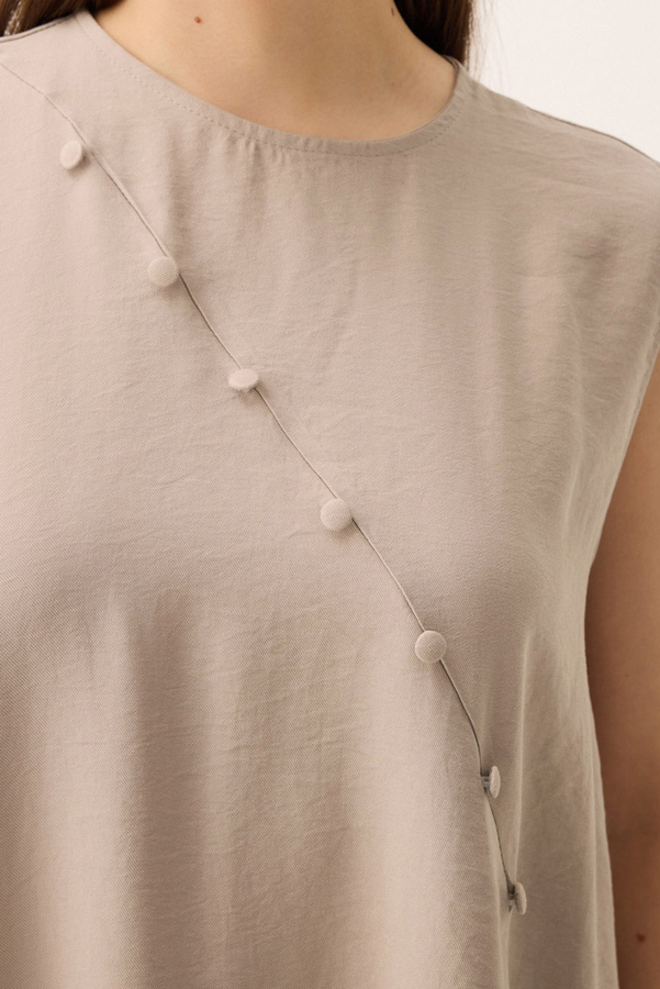 Elbisesi Düğmeli Abaya Takım Taş - 3