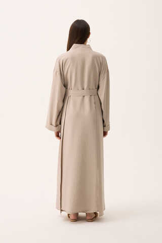 Elbisesi Düğmeli Abaya Takım Taş - 13