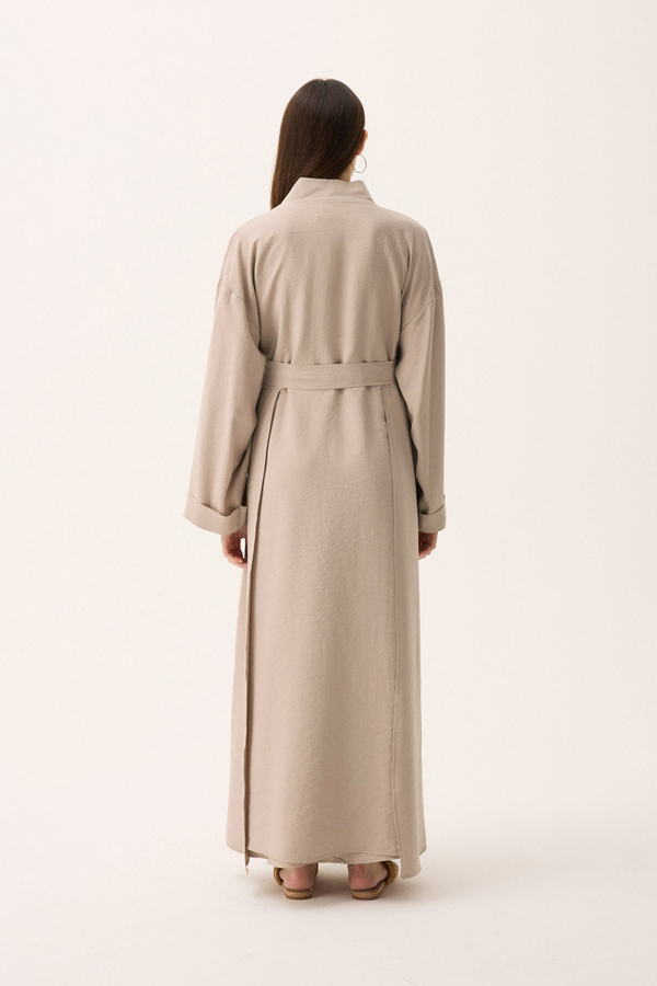 Elbisesi Düğmeli Abaya Takım Taş - 13