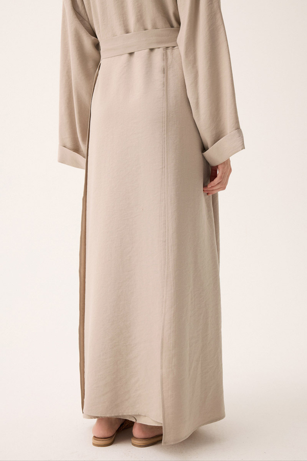 Elbisesi Düğmeli Abaya Takım Taş - 15