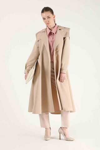 Epaulette Detailed Trench Coat Beige - 1