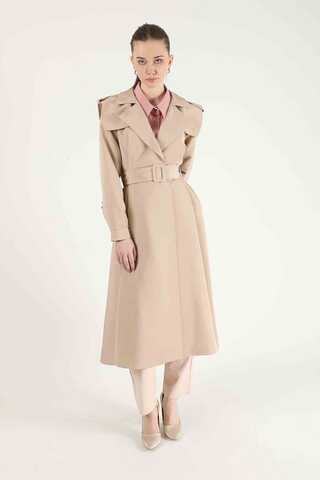 Epaulette Detailed Trench Coat Beige - 3
