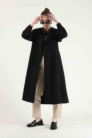 Epaulette Detailed Trench Coat Black - 3