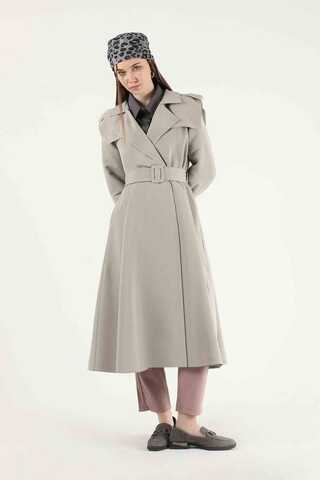 Epaulette Detailed Trench Coat Gravel - 3