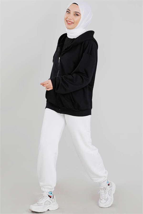 Fermuarlı Sweat Siyah