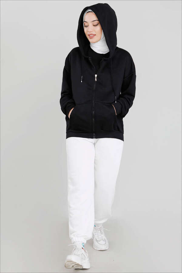 Fermuarlı Sweat Siyah