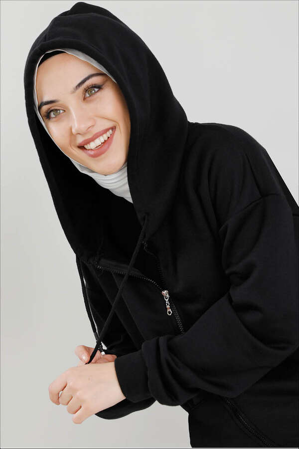 Fermuarlı Sweat Siyah