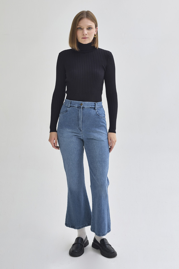 Flared Denim Pants Blue (1)