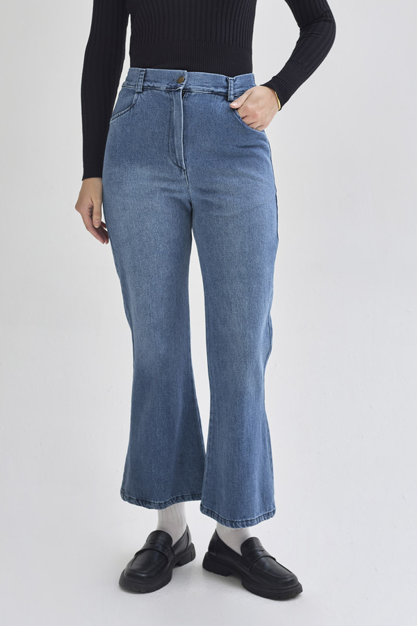 Flared Denim Pants Blue