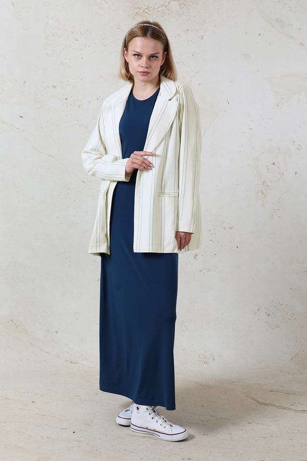 Fleto Cepli Keten Ceket Yeşil - 4