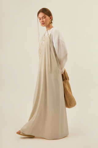 Floral Lace Detailed Sleeveless Dress Stone - 10