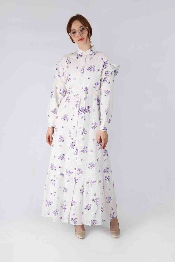 Floral Brode Dress Lilac - 3