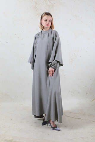 Flywheel Cuff Piece Abaya Suit Grey - 6