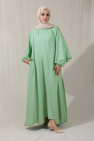 Flywheel Cuff Pieced Abaya Set Water Green - 5
