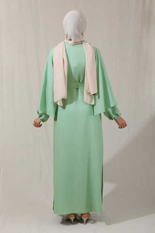 Flywheel Cuff Pieced Abaya Set Water Green - 6