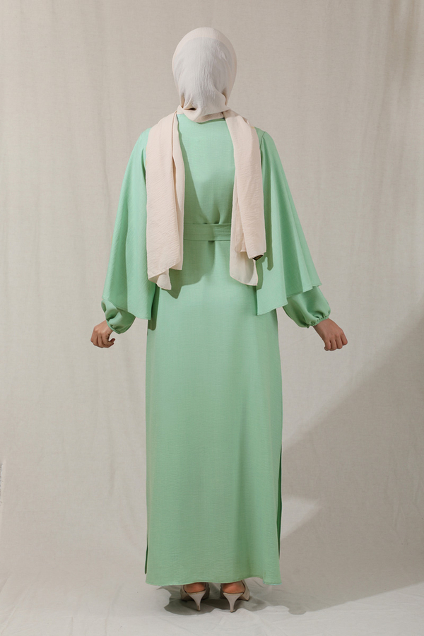 Flywheel Cuff Pieced Abaya Set Water Green - 6