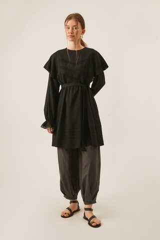 Frill Detailed Lace Tunic Black - 2