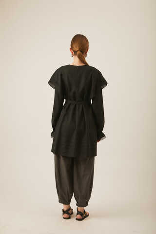 Frill Detailed Lace Tunic Black - 6