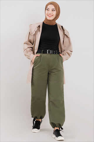 Gabardin Kargo Pantolon Haki - 2