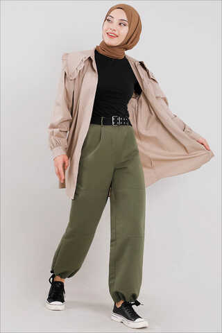 Gabardin Kargo Pantolon Haki - 3