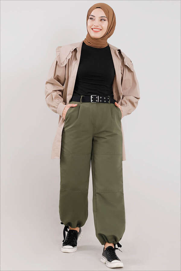 Gabardin Kargo Pantolon Haki