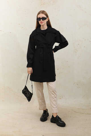 Garnili Midi Boy Trençkot Siyah - 2