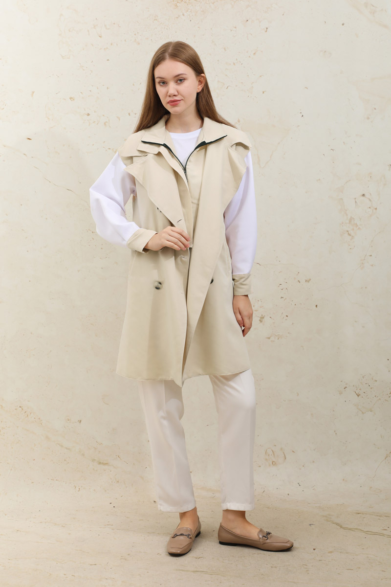 Garnish Midi Size Trench Coat Ecru