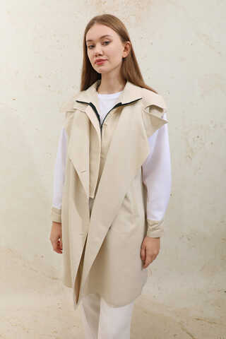 Garnish Midi Size Trench Coat Ecru - 3