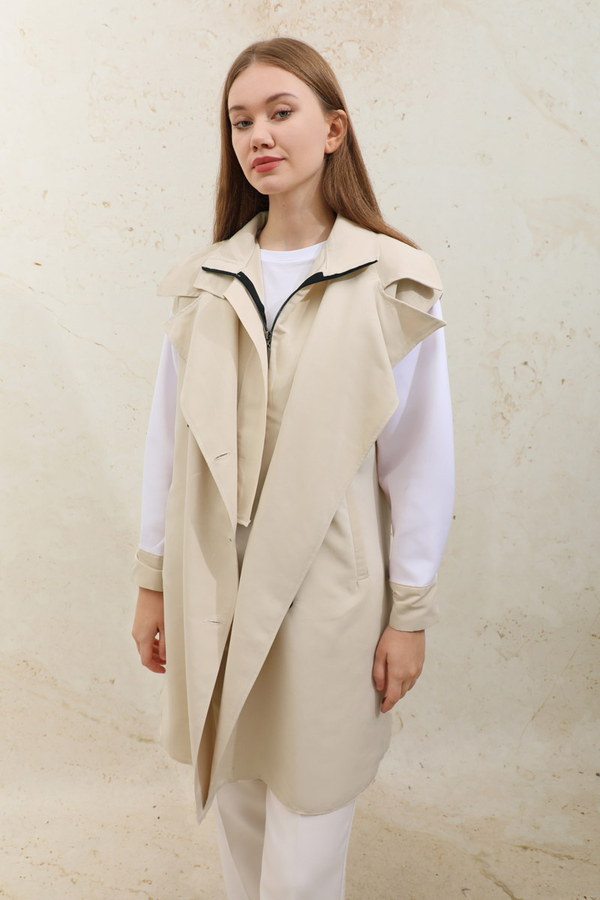 Garnish Midi Size Trench Coat Ecru - 3