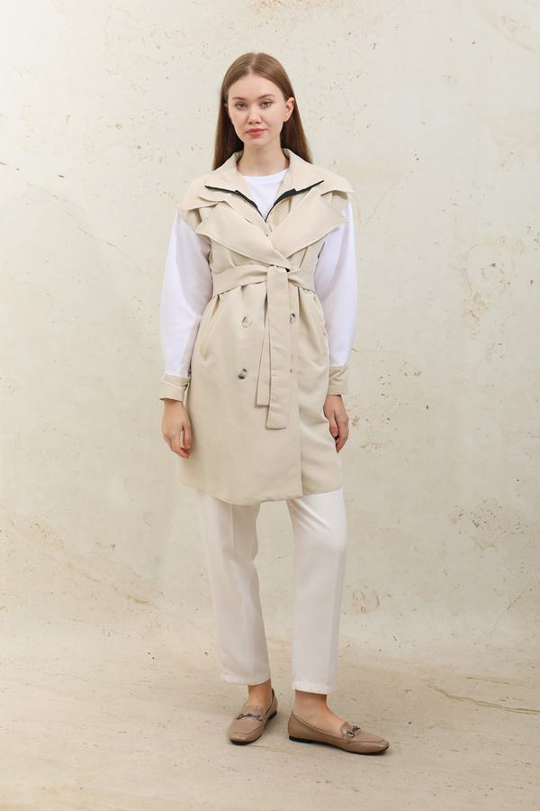 Garnish Midi Size Trench Coat Ecru - 5
