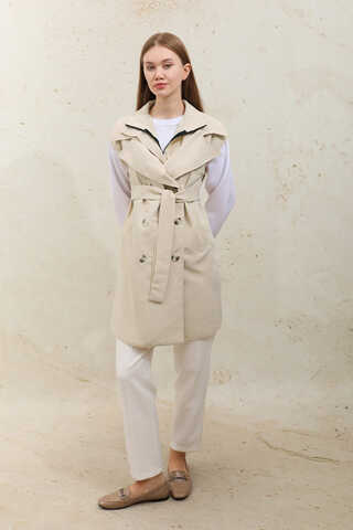 Garnish Midi Size Trench Coat Ecru - 6