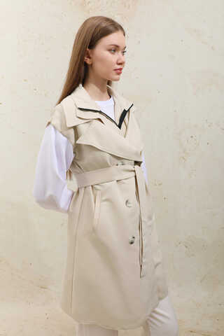 Garnish Midi Size Trench Coat Ecru - 7