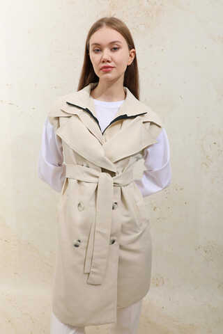 Garnish Midi Size Trench Coat Ecru - 8