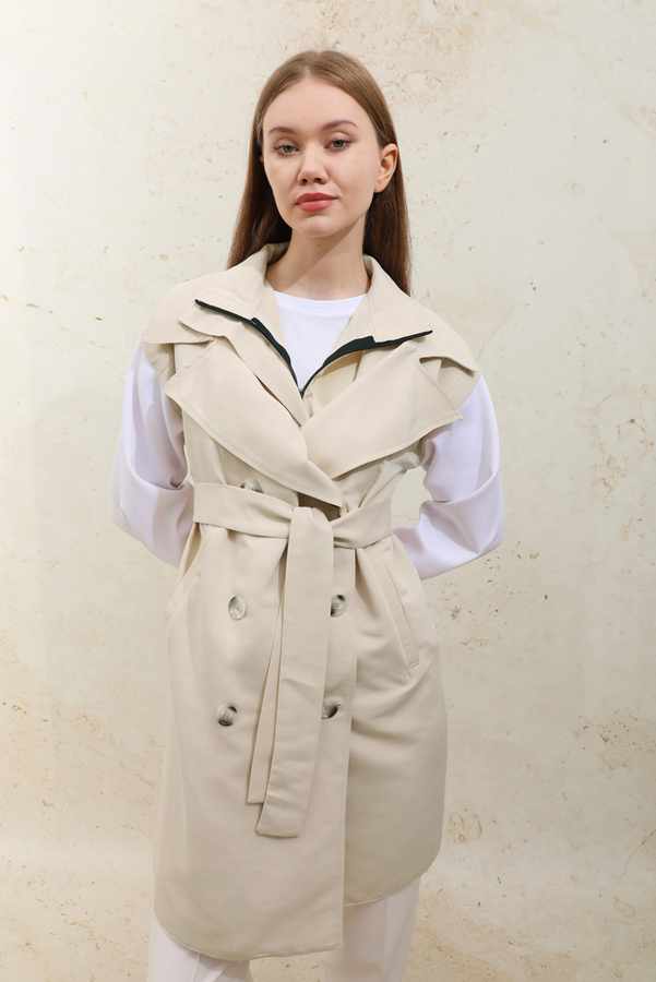 Garnish Midi Size Trench Coat Ecru - 8