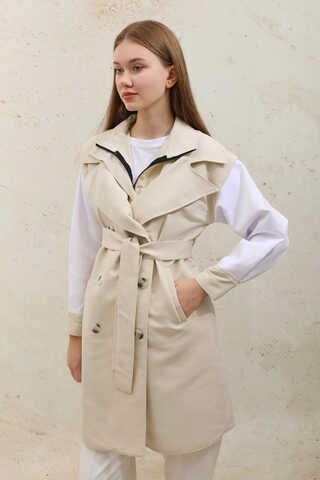 Garnish Midi Size Trench Coat Ecru - 10
