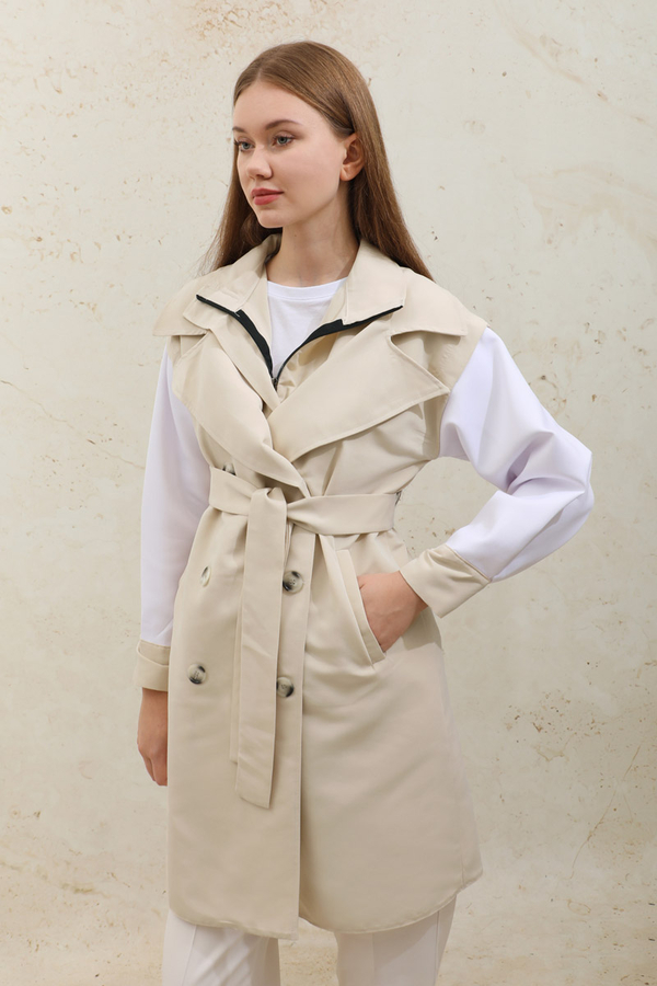 Garnish Midi Size Trench Coat Ecru - 10